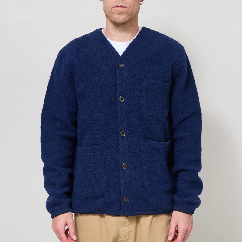 Universal Works Cardigan Indigo Wool Fleece