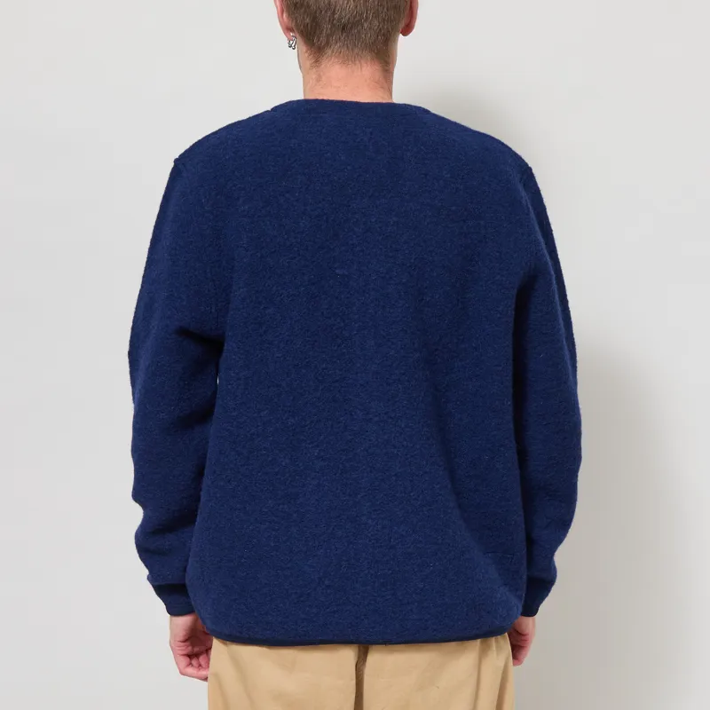 Universal Works Cardigan Indigo Wool Fleece-2