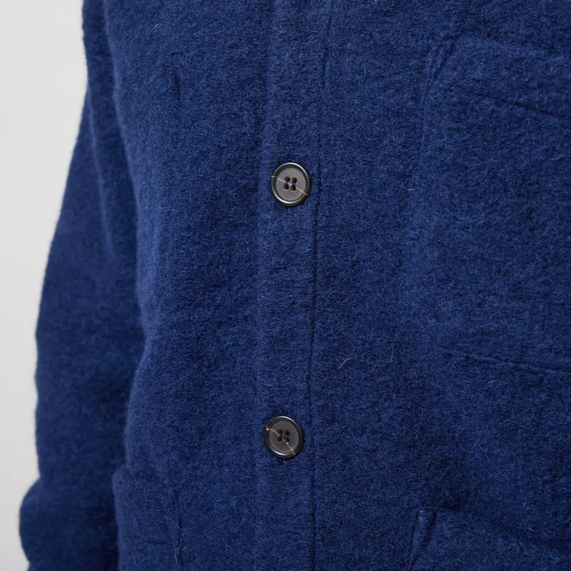 Universal Works Cardigan Indigo Wool Fleece-5