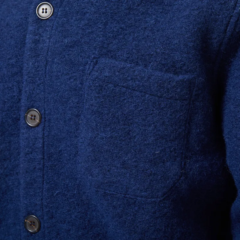 Universal Works Cardigan Indigo Wool Fleece-6
