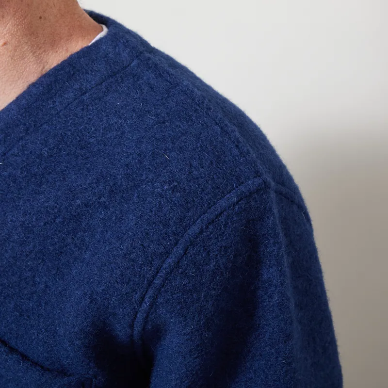 Universal Works Cardigan Indigo Wool Fleece-4