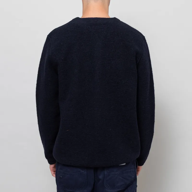 Universal Works Cardigan Navy Wool Fleece-3