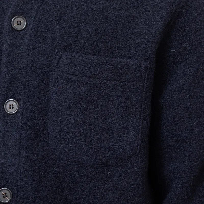 Universal Works Cardigan Navy Wool Fleece-7