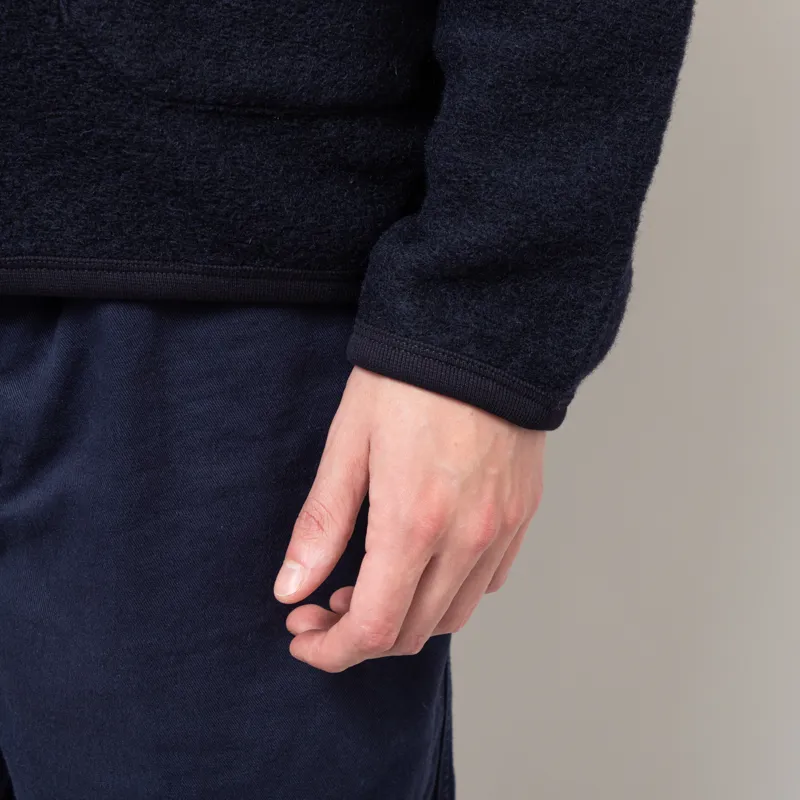 Universal Works Cardigan Navy Wool Fleece-10