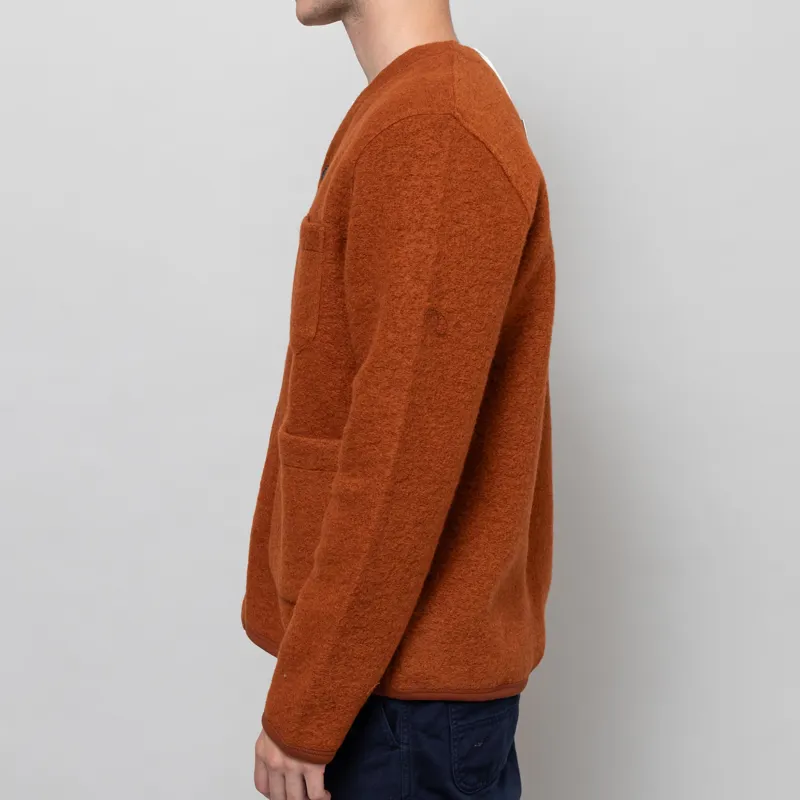 Universal Works Cardigan Rust Wool Fleece-2