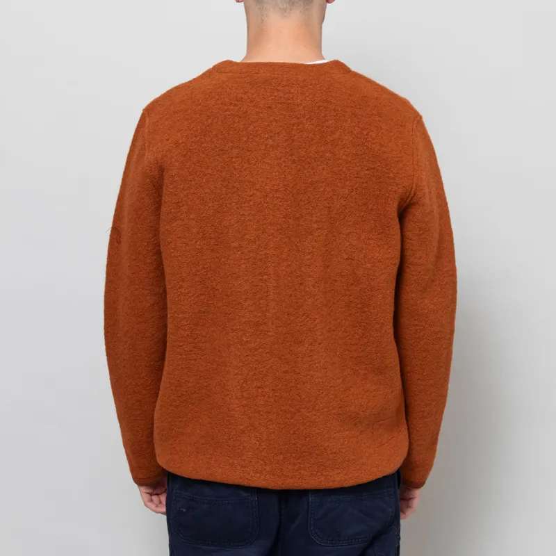 Universal Works Cardigan Rust Wool Fleece-3