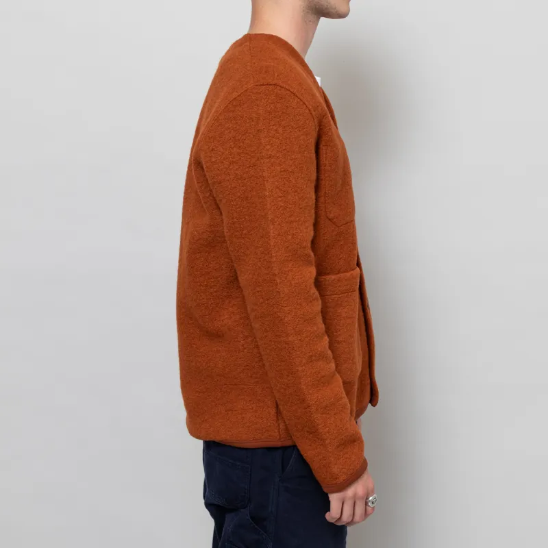 Universal Works Cardigan Rust Wool Fleece-4