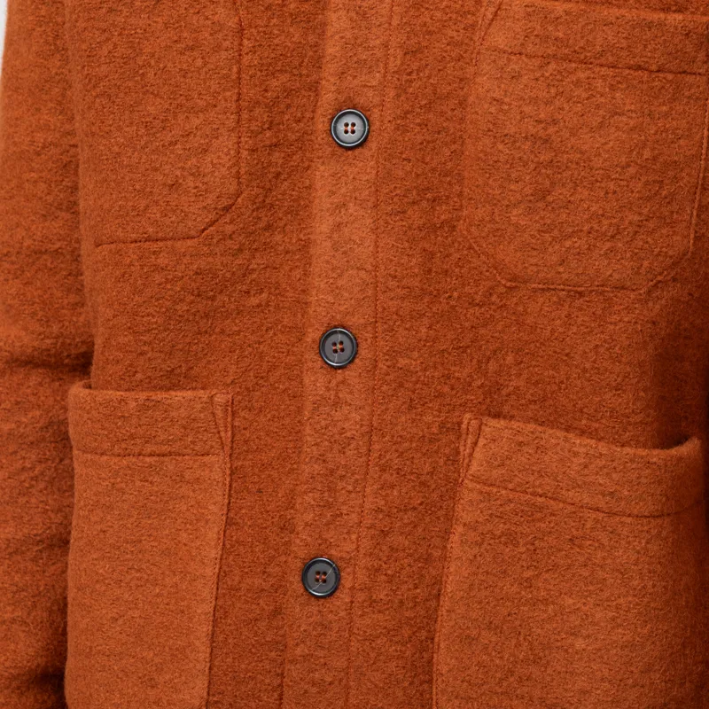 Universal Works Cardigan Rust Wool Fleece-6