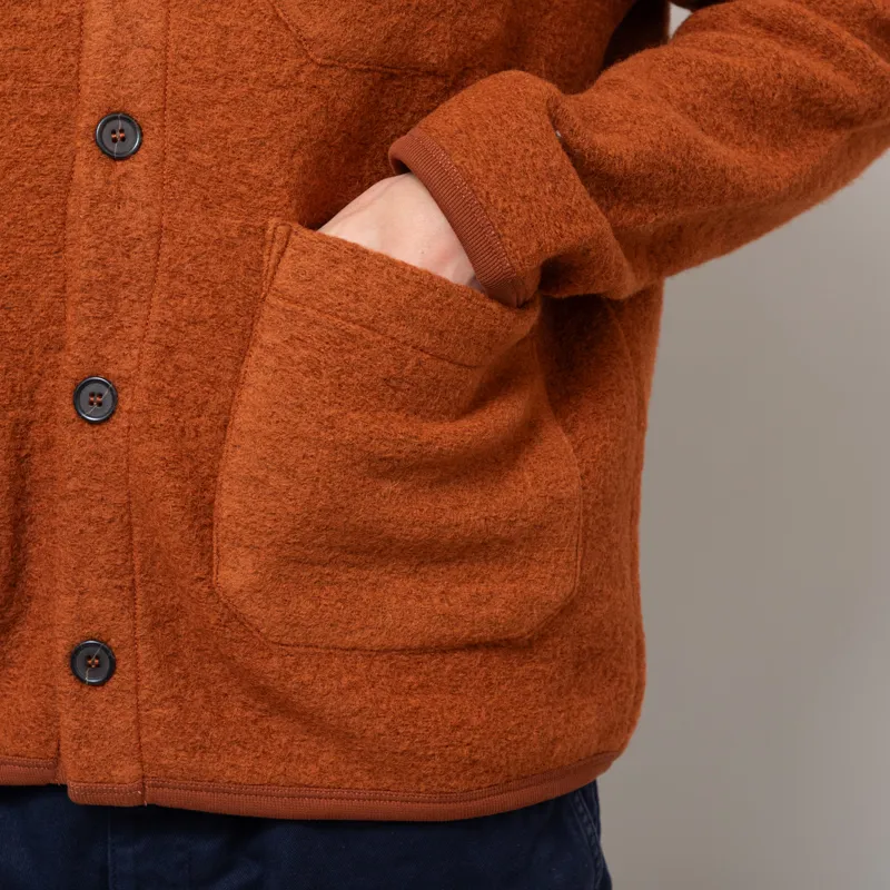 Universal Works Cardigan Rust Wool Fleece-8