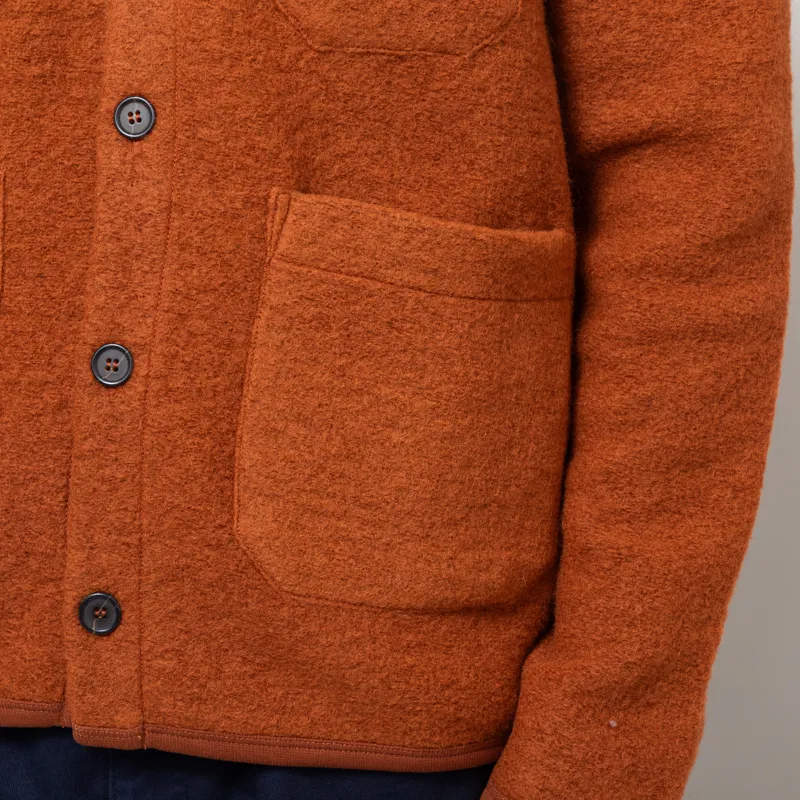 Universal Works Cardigan Rust Wool Fleece-7
