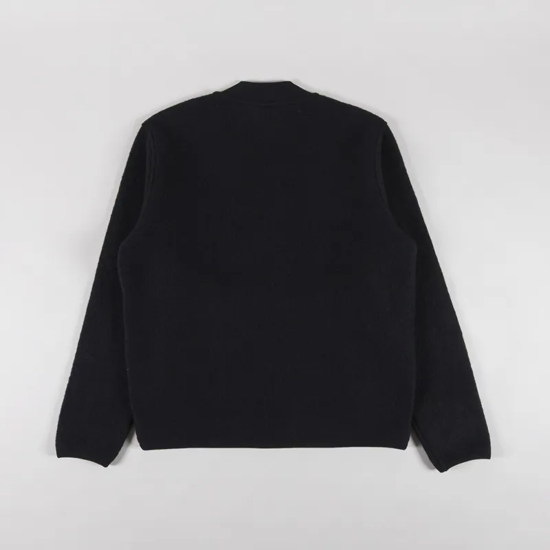 Universal Works Zip Bomber Jacket Black Wool Fleece-1