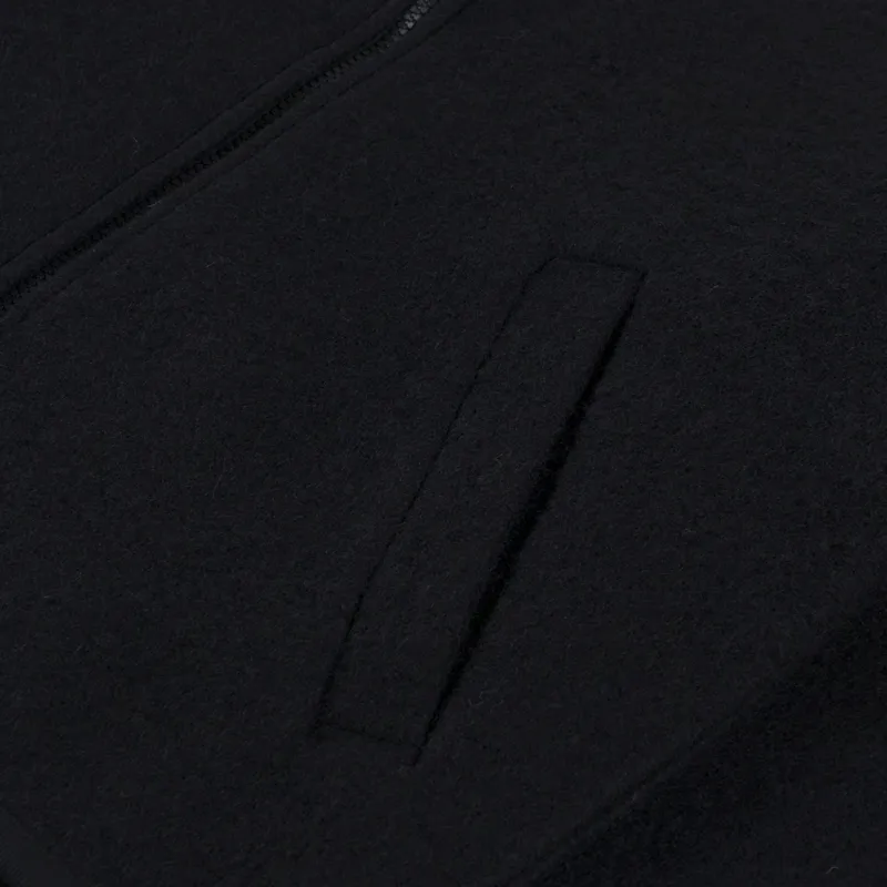 Universal Works Zip Bomber Jacket Black Wool Fleece-6