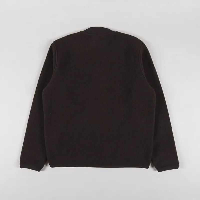 Universal Works Zip Bomber Jacket Brown Wool Fleece-1