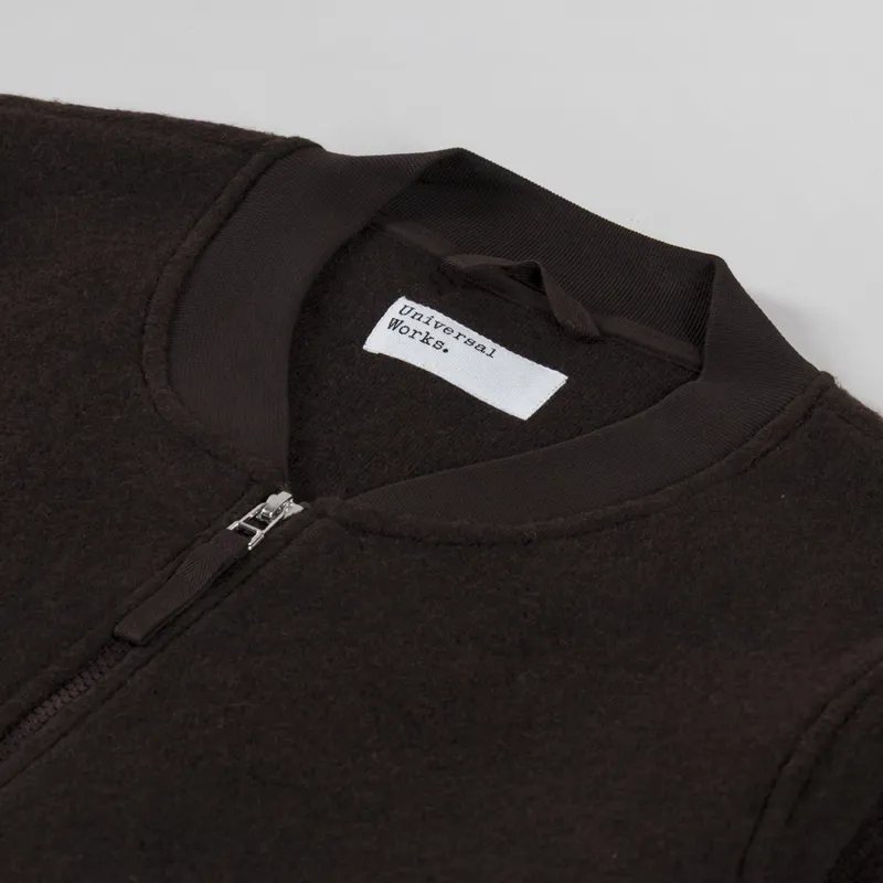 Universal Works Zip Bomber Jacket Brown Wool Fleece-4