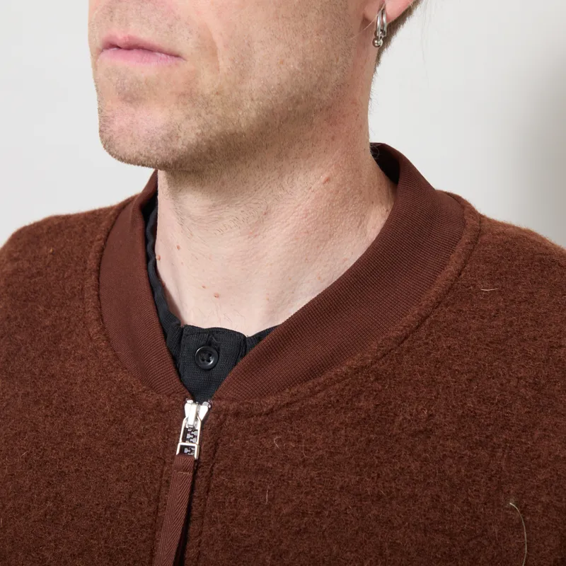 Universal Works Zip Bomber Jacket Cacao Wool Fleece-3