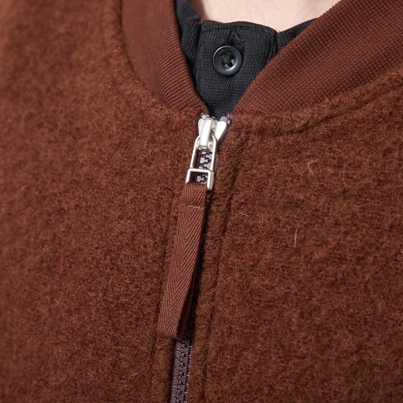 Universal Works Zip Bomber Jacket Cacao Wool Fleece-4