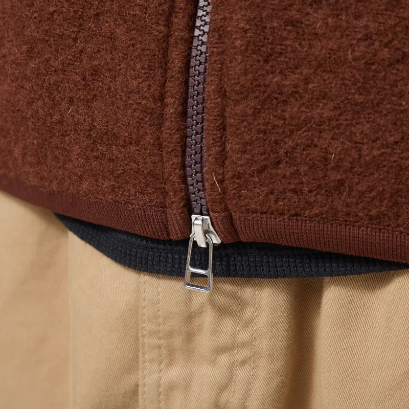 Universal Works Zip Bomber Jacket Cacao Wool Fleece-5
