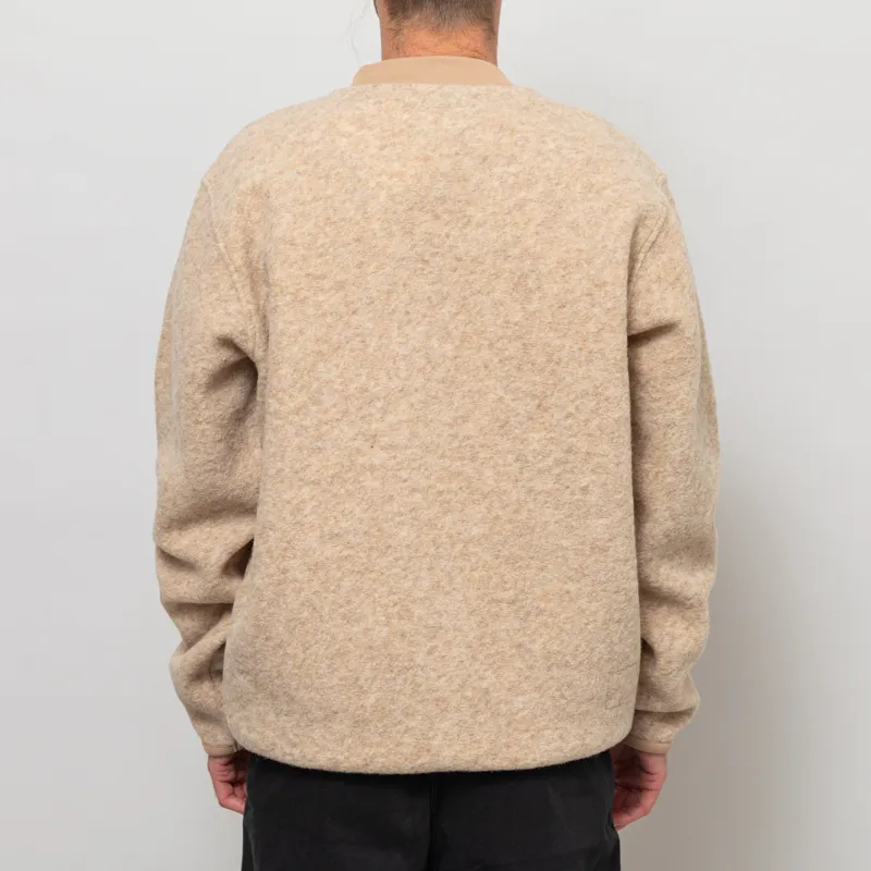 Universal Works Zip Bomber Jacket Fawn Wool Fleece-3