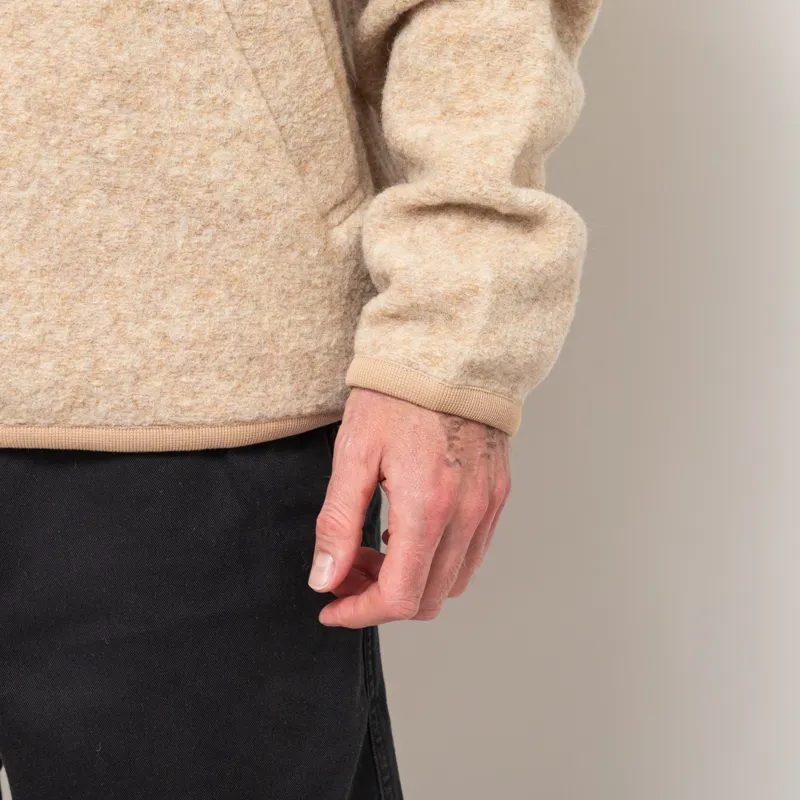 Universal Works Zip Bomber Jacket Fawn Wool Fleece-8