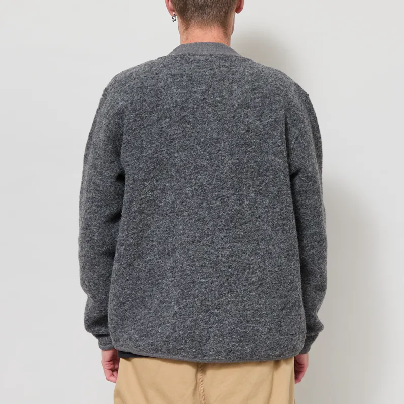 Universal Works Zip Bomber Jacket Grey Marl Wool Fleece-2