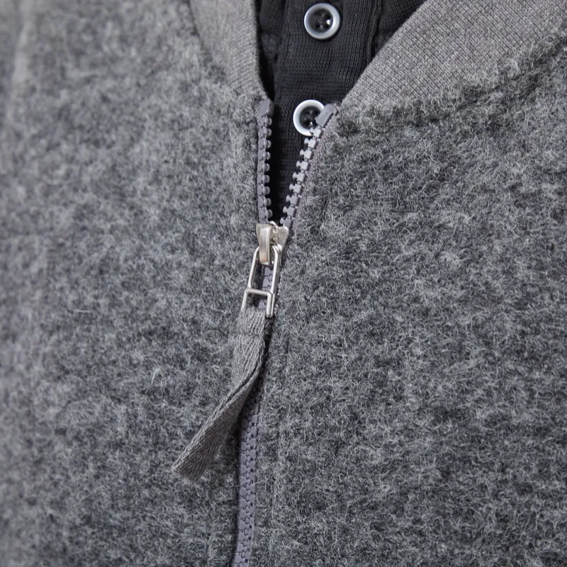Universal Works Zip Bomber Jacket Grey Marl Wool Fleece-4