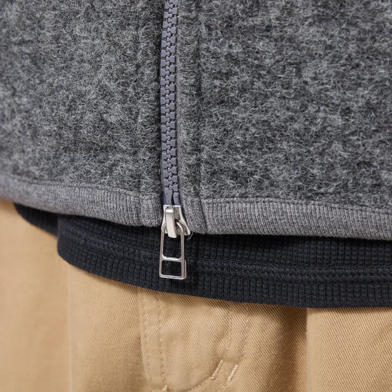 Universal Works Zip Bomber Jacket Grey Marl Wool Fleece-7