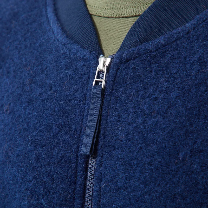 Universal Works Zip Bomber Jacket Indigo Wool Fleece-6