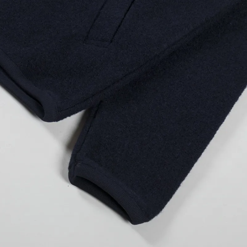 Universal Works Zip Bomber Jacket Navy Wool Fleece-7