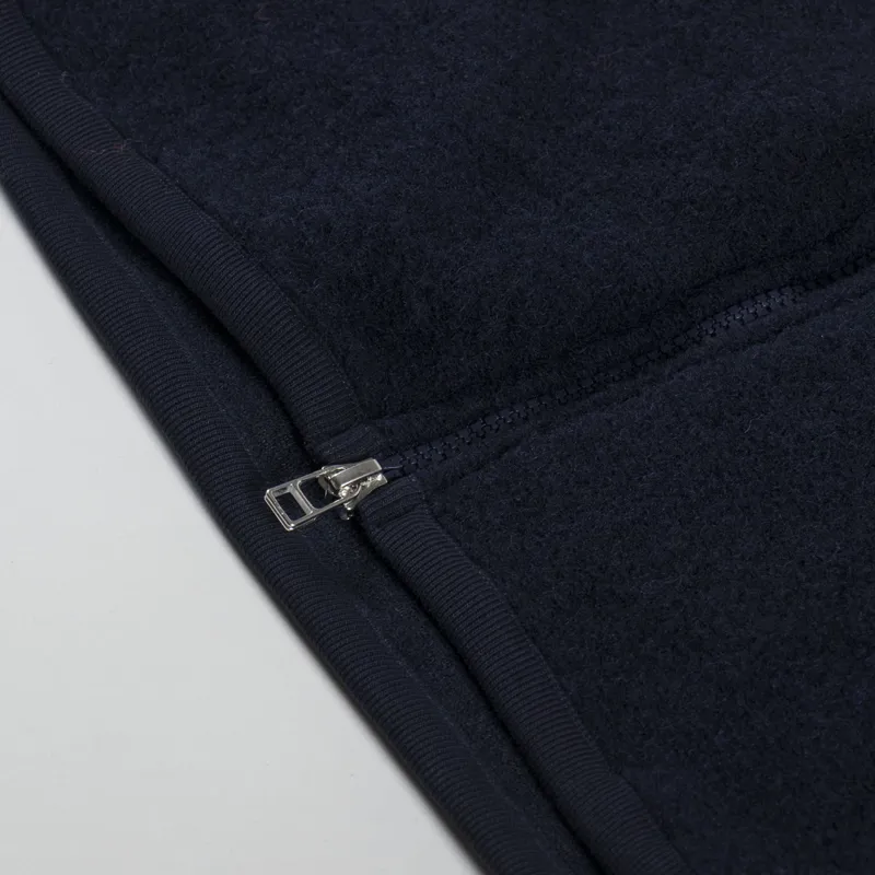 Universal Works Zip Bomber Jacket Navy Wool Fleece-5