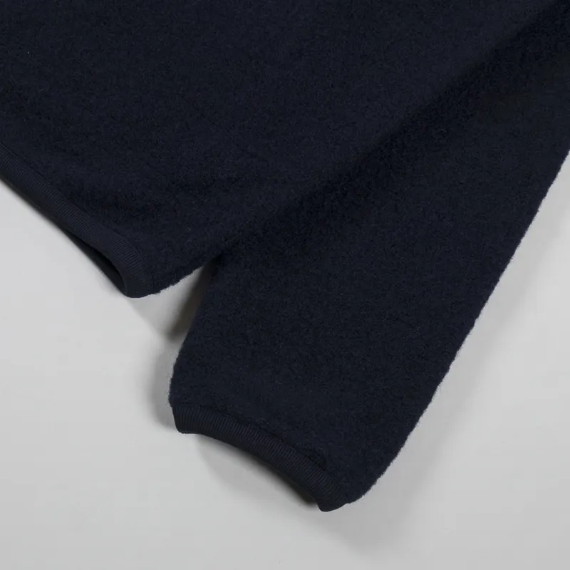 Universal Works Zip Bomber Jacket Navy Wool Fleece-8