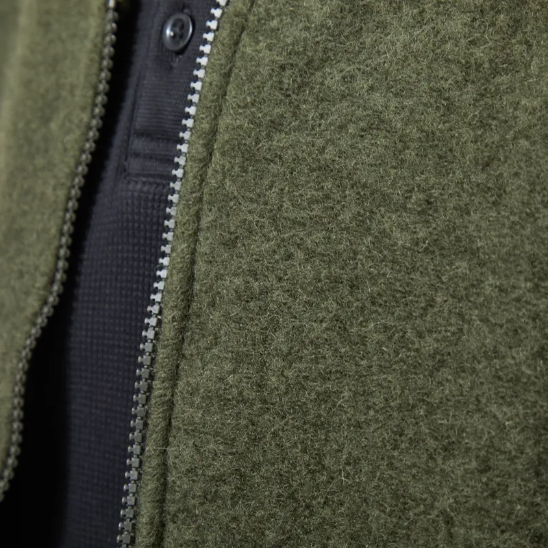 Universal Works Zip Bomber Jacket Olive Wool Fleece-5