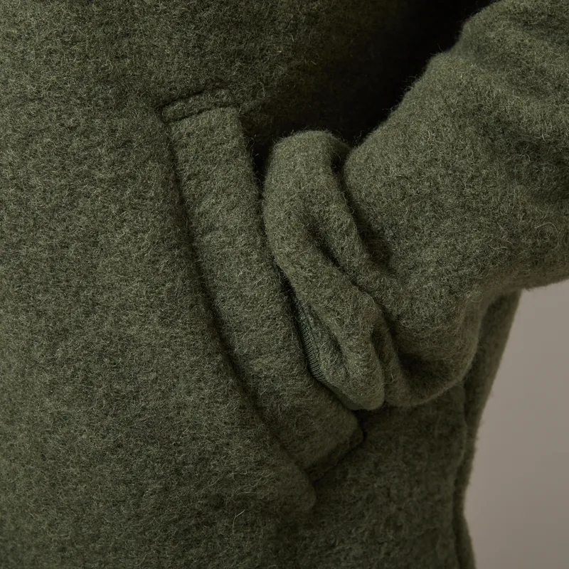 Universal Works Zip Bomber Jacket Olive Wool Fleece-8