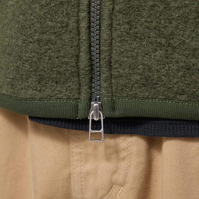 Universal Works Zip Bomber Jacket Olive Wool Fleece-6