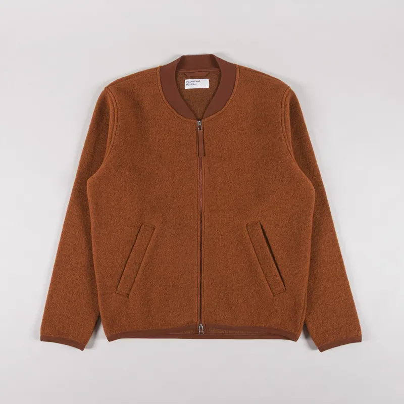 Universal Works Zip Bomber Jacket Rust Wool Fleece