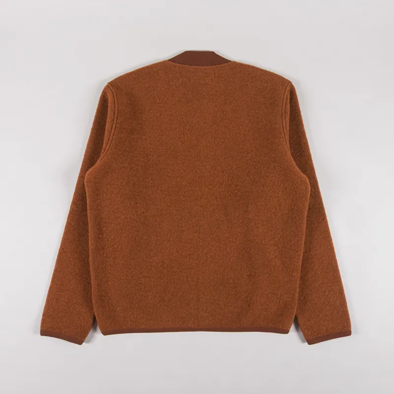 Universal Works Zip Bomber Jacket Rust Wool Fleece-1