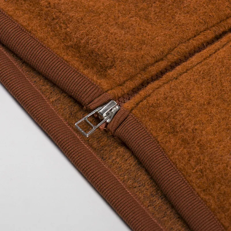 Universal Works Zip Bomber Jacket Rust Wool Fleece-5