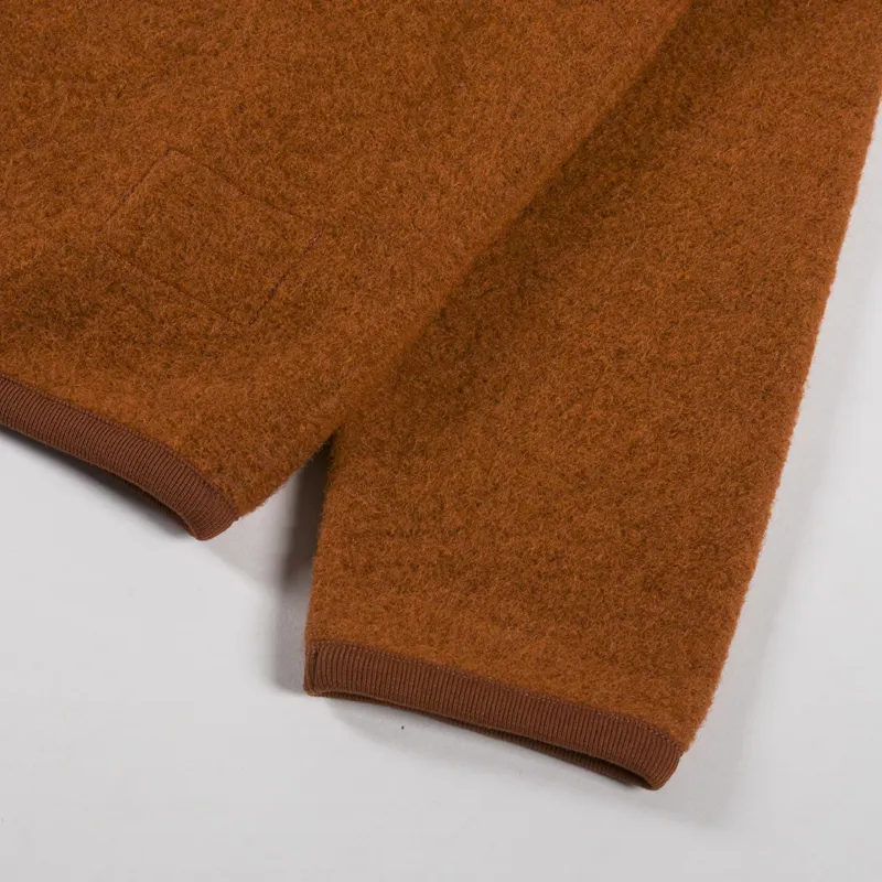 Universal Works Zip Bomber Jacket Rust Wool Fleece-8