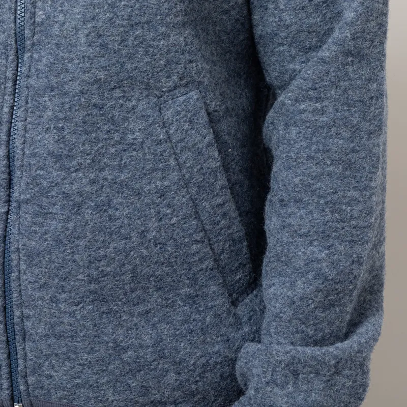 Universal Works Zip Bomber Jacket Slate Blue Wool Fleece-8