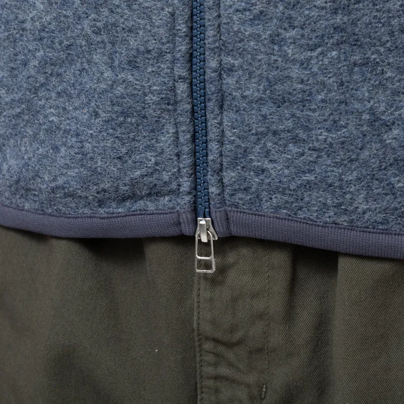 Universal Works Zip Bomber Jacket Slate Blue Wool Fleece-6