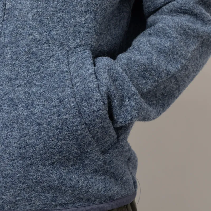 Universal Works Zip Bomber Jacket Slate Blue Wool Fleece-7