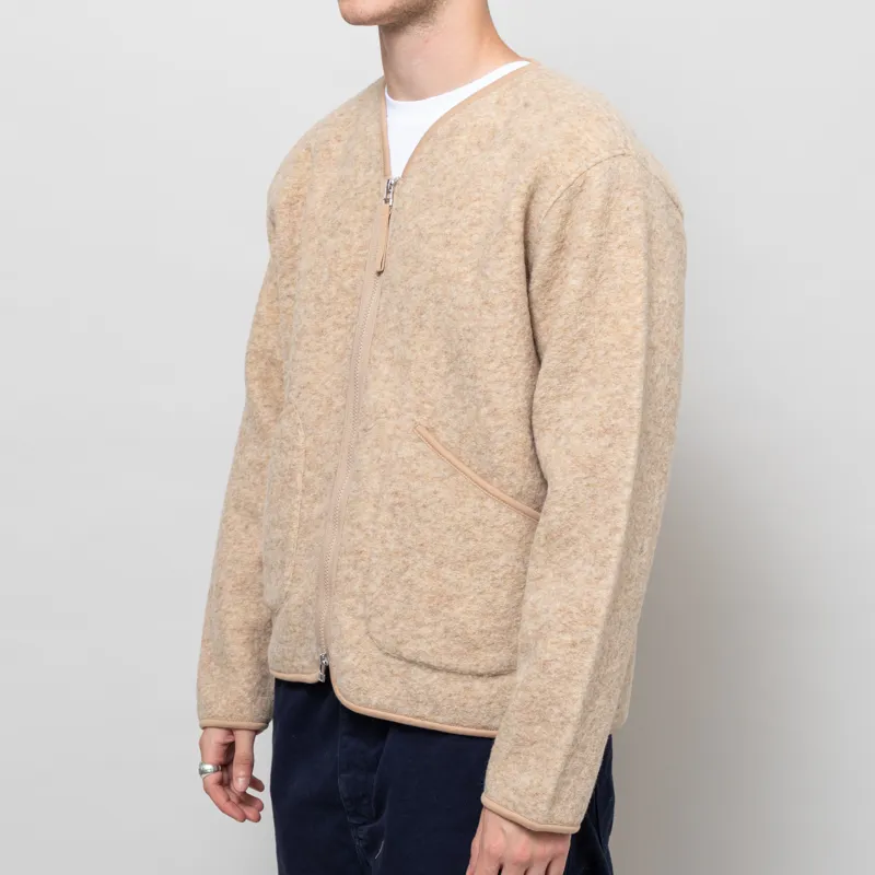 Universal Works Zip Liner Jacket Fawn Wool Fleece-1
