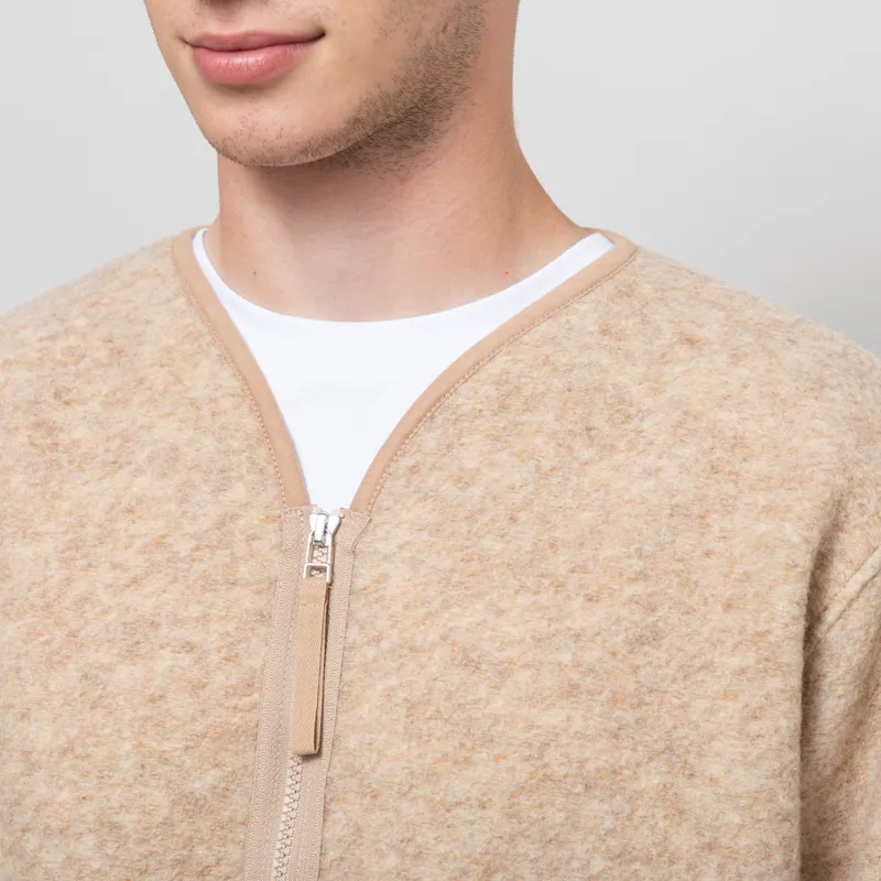 Universal Works Zip Liner Jacket Fawn Wool Fleece-5