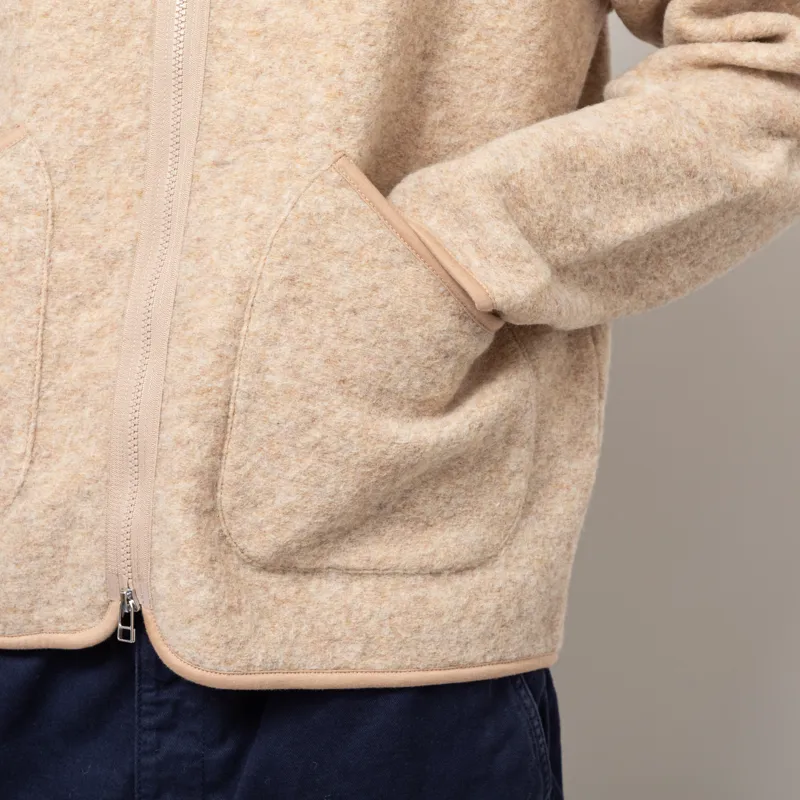 Universal Works Zip Liner Jacket Fawn Wool Fleece-8