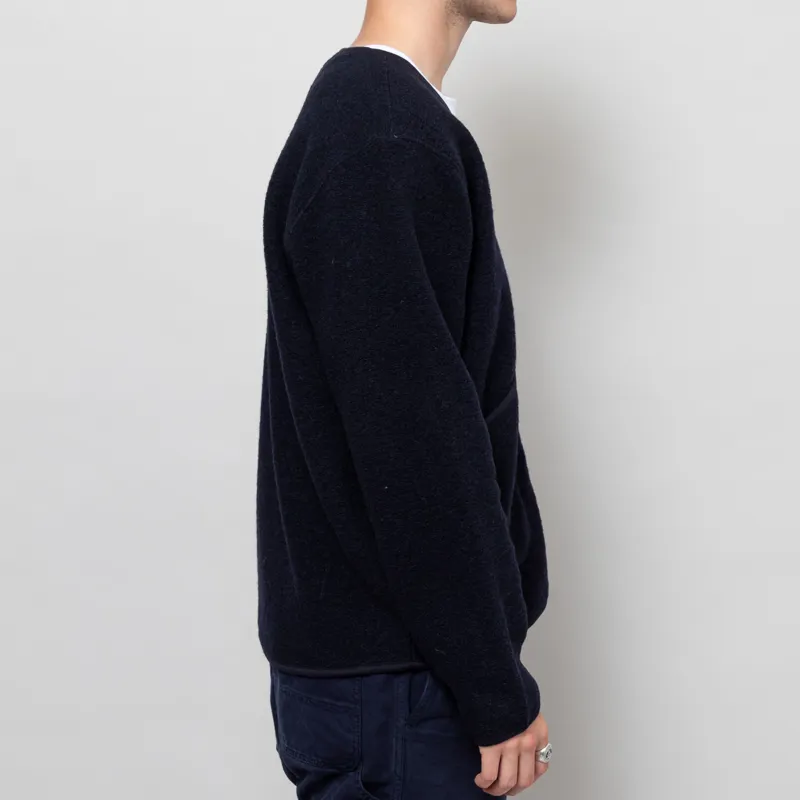 Universal Works Zip Liner Jacket Navy Wool Fleece-4