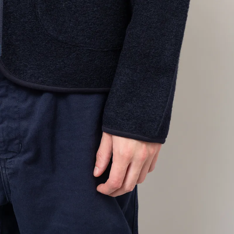 Universal Works Zip Liner Jacket Navy Wool Fleece-7