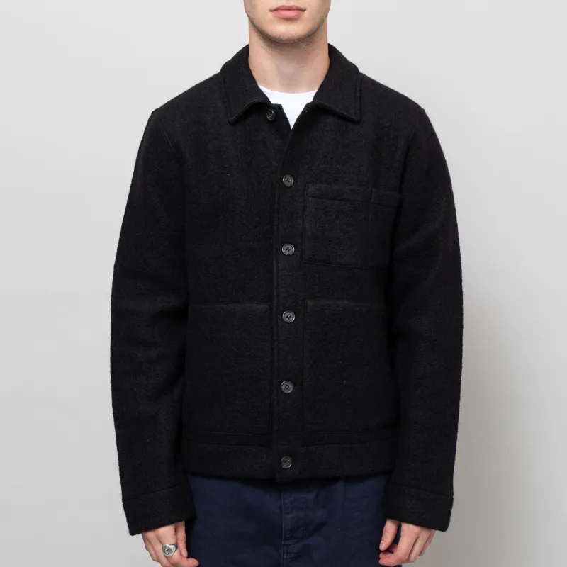Universal Works Uniform Jacket Black Wool Fleece