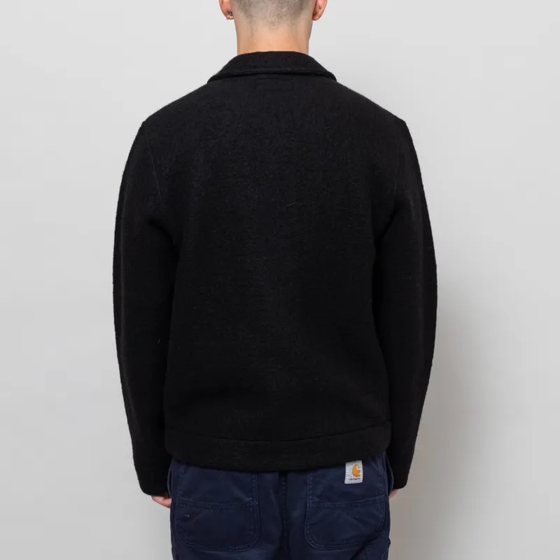 Universal Works Uniform Jacket Black Wool Fleece-3