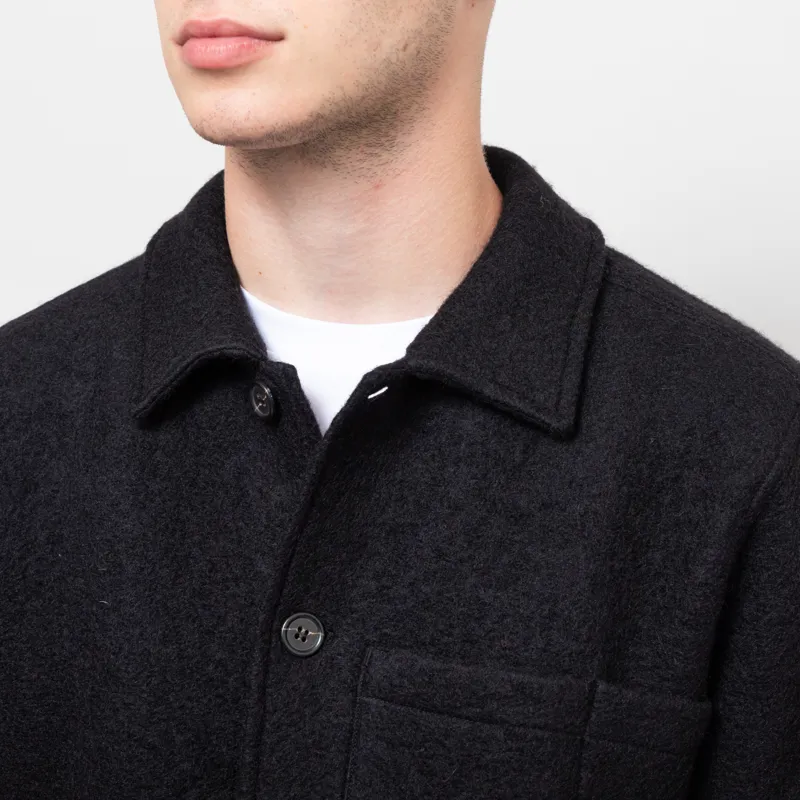Universal Works Uniform Jacket Black Wool Fleece-5