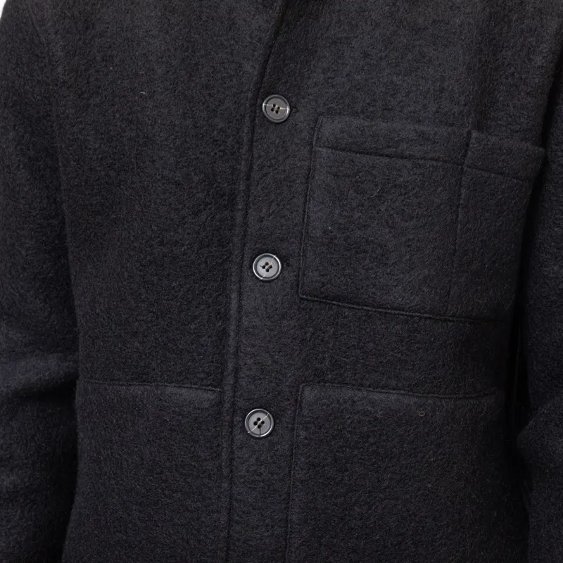 Universal Works Uniform Jacket Black Wool Fleece-9