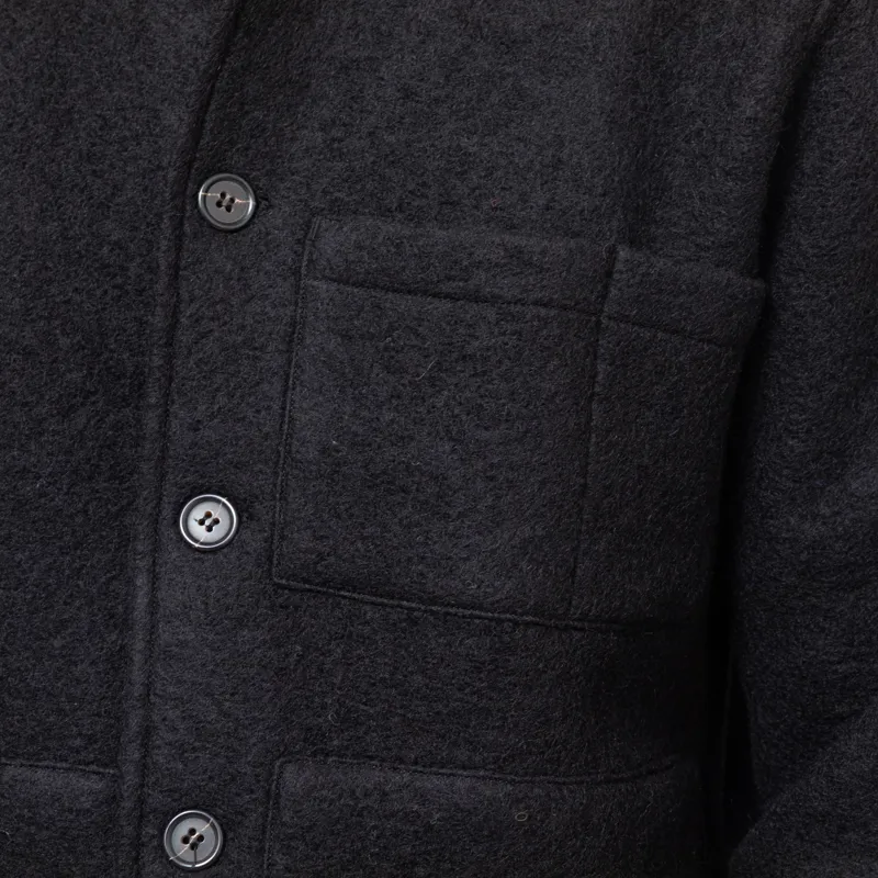 Universal Works Uniform Jacket Black Wool Fleece-8